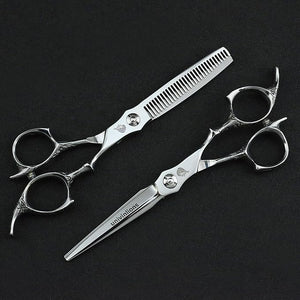 NA 6 inch Professional Hair Scissors Kit Laser Wire Edge Barbers Hair Cutting Thinning Shears Serrated Haircut Shears Small Teeth Hair Clippers Comb Barber Accessories