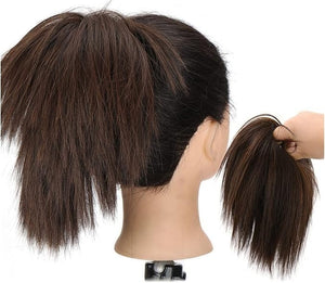 Hair Bun Short Ponytail Extensions Synthetic Straight Hair Hair Bun with Elastic Band Hair Accessories Women Wig Hair Bun Hair Bun Piece(C)