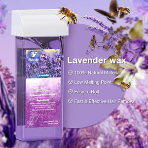 Roll on Wax Kit Roll on Waxing Kit for Hair Removal Sensitive Skin Unisex Waxing Kit for Women Wax Roller Kit for All Skin Types with 2 Lavender Cartridges &amp 50 Pcs Strips