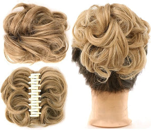 HIHELO Messy Bun Hair Piece Claw Clip Curly Wavy Synthetic Headband Bun Hair Extensions for Women Wig Hair Accessories (Color : A Size : 06)