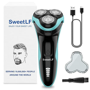 SweetLF Electric Razor for Men with Pop-Up Trimmer IPX7 Waterproof Electric Shaver Rechargeable Cordless Shavers for Men Type-C 120Mins Runtime Plug &amp Play
