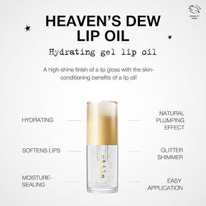 stila Heaven's Dew Gel Lip Oil Hydrating Gloss-Oil Hybrid with Jojoba, Hyaluronic Acid &amp; Antioxidants High-Shine, Non-Sticky Nourishing Finish with Large Applicator