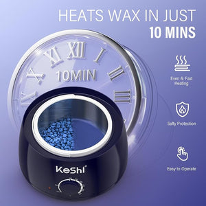 KeShi Waxing Kit Painless Hair Removal Wax Warmer with 6 Bags Hard WaxBeans for Full Body Legs Face Eyebrows &amp Bikini? Ideal for Both Women &amp Men(Navy Blue)