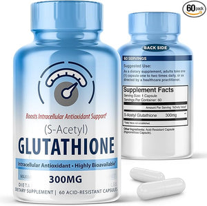 S-Acetyl L-Glutathione 300mg ? 60 Acid-Resistant Capsules High Bioavailability S Acetyl Glutathione Supplements for Liver &amp Skin Health Supplement Antioxidant Support Capsules