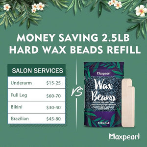 Maxpearl Wax Beads for Hair Removal 2.5lb Hard Wax Beans Refill Bag for Brazilian Bikini Face Eyebrows Underarms Arms Chest Back Legs Coarse Body Hair Specific