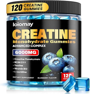 Creatine Monohydrate Gummies for Men &amp Women 5g Vegan Creatine Gummy with Taurine for Build Muscle Boost Energy &amp Strength Blueberry Flavor Chewable Sugar-Free Pre Workout Supplements 120