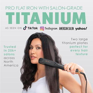 Professional Series MIRA Titanium Flat Iron Hair Straightener for Thick &amp Fine Hair | Powerful Single-Pass Straightening | Straightener &amp Curling Iron in One | 1 1/4 Inch Wide Flat Iron by MIN