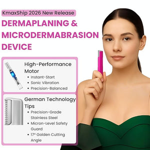 SonicUltra Smooth Dermaplane &amp Dermabrasion Tool with 12 Blades Razor &amp 4 Exfoliation Tips Rechargable Sonic 2-in-1 Facial Hair Remover for Women Face Peach Fuzz Removal