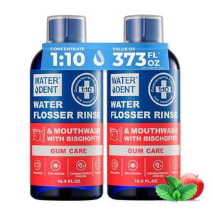 Concentrated Water flosser Rinse &amp; mouthwash Gum Care | Add to Water Flosser | Apple Mint| Alcohol and Fluoride Free. Made in USA| Pack of 2 = 33.8 fl.oz | WATER DENT