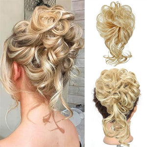 FRANCES Fake Hair Bun Synthetic Bun Donut Bun Ponytail Hair Extensions Messy Blonde Curls with Elastic Rubber Band Wig Hair Bun for Women Hair Accessories (Color : 30)