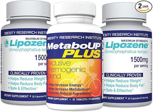Lipozene Weight Loss Pills 2 Bottles with 30 Capsules Each Along with a 30 Count Bottle MetaboUp Plus