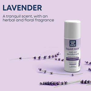 Kiss My Face Liquid Rock Roll-On Deodorant All Day Protection Vegan and Cruelty Free Lavender Scent 3 Fl Oz Pack of 3