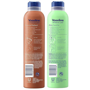 Vaseline Cocoa Radiant Spray + Aloe Soothe Spray Variety 2-Pack ? Non-Greasy Fast-Absorbing All-Over Moisturizer for Dry Skin 6.5 Oz Ea