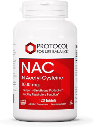 PROTOCOL FOR LIFE BALANCE NAC N-Acetyl Cysteine 1000mg - Glutathione Production &amp Respiratory Function - 120 Tabs