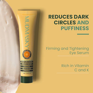 MUDMASKY Vitamin-Infused Eye Serum 30ml / 1.0 FL. OZ. - Skin Care Serum with Vitamin C &amp K Reduces Dark Circles Firms Moisturizes Hydrates Restores Youthful Skin Eye Care for All Skin Types