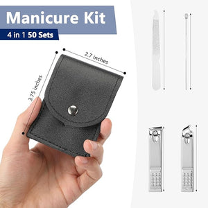 Geosar 50 Set Travel Manicure Kit Bulk Professional Nail Clippers Pedicure Nail Care Tools Grooming Stainless Steel Set with Portable Travel Case Gift for Christmas Men Women(Black)