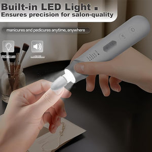 Electric Nail File Drill, Cordless 2000 mAh Rechargeable Nail Filer Electric, Portable Nail Dril Machine Drill for Nails Acrylic Manicure and Thick Toenails Buffer Grinder Care Professional (Silver)