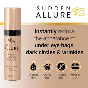 Sudden Allure Instant Under Eye Treatment Serum ? Erase Under Eye Bags Dark Circles Wrinkles &amp Lift Sagging Eyes - Instantly Tighten &amp Firm - Reduce Eye Bags &amp Crows Feet | Made in USA (