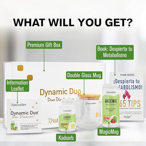 NaturalSlim Dynamic Duo Gift Set ? Magnesium Powder, Potassium Capsules, Despierta tu Metabolismo! Book, Double Glass Mug &amp; Premium Gift Box | Educational Wellness Bundle Inspired by Frank Su?rez