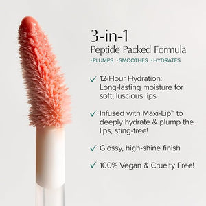Thrive Causemetics Sheer Strength Lip Plumping Peptide Gloss, Lip Plumper with Vitamin E, Peptides, Plumps, Smooths &amp; Hydrates Lips, High Shine, Vegan &amp; Cruelty Free, Ruth (Peach Taupe Shimmer