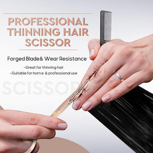 JASON Professional 10-Piece Haircut Scissors Set - 6.7 Thinning/Texturizing Scissors Straight Shears for Men Women &amp Home Salon (30 Teeth Rosegold)