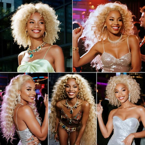 Blonde Curly Human Hair Bundles 14 16 18 Inch Brazilian Remy Virgin 10A Curly 3 Bundles Human Hair Hair Extensions Bundles 613 Color