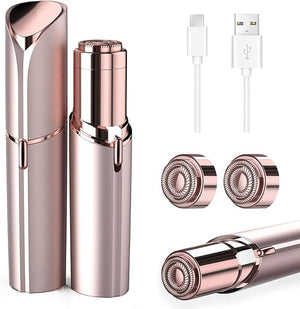 Facial Hair Remover for Women, Face Shaver for Women, Lady Face Electric Razor for Lip, Chin, Peach Fuzz, 2 Replacement Heads and USB Rechargeable