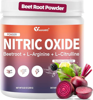 Nitric Oxide Supplement - Beet Root Powder with L-Citrulline &amp L-Arginine Nitric Oxide Supplements for Men Women with Beetroot Supports Energy Heart Health BlackBerry Lemon Flavor 35-Day Supp