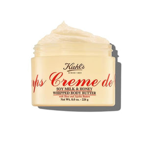 Kiehl's Creme de Corps Whipped Body Butter Gentle Body Lotion that Nurtures and Moisturizes the Skin Infused with Soy Milk and Honey Provides Rich 24-Hour Hydration For All Skin Types - 8 oz