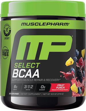 MusclePharm Essentials BCAA Powder Pre &amp Post Workout Recovery Drink Supports Muscle Recovery &amp Energy Essential Amino Acids 30 Serv Fruit Punch