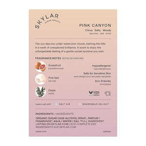Skylar Pink Canyon Eau de Parfume - Hypoallergenic Perfume for Women &amp Men Vegan &amp Safe for Sensitive Skin - Woody Citrus Perfume with Notes of Grapefruit Pink Salt &amp Cedar - 1.70 Fl Oz