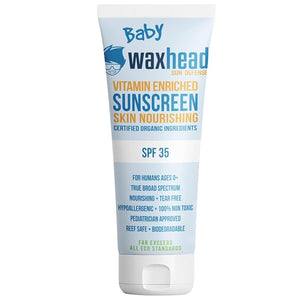Waxhead Baby Sunscreen SPF?35 ? Non-nano Zinc Oxide Mineral Lotion for 6-12 months Babies + 12-24 Toddlers | Natural Tear?Free + Organic Hypoallergenic, Pediatrician?Recommended Sunblock (4?oz)