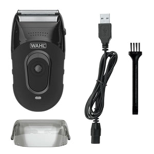 Wahl Compact Rechargeable Lithium Ion Shaver Kit with Hygienic Rinseable Foils &amp Cutter Bar with Dual Flexible Foils That Move with The Contours of Your Face - 7065