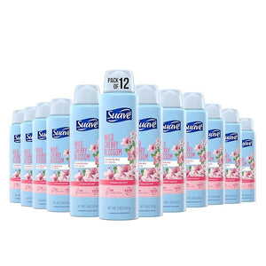 Suave Spray Deodorant Woman Wild Cherry Blossom deodorant women spray Antiperspirant 48-Hour Odor &amp Wetness Protection 3.8 Oz (Pack 12)