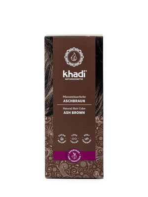 khadi ASH BROWN Natural Hair Color - Natural cosmetics - hair color for matte &amp medium brown - plant hair color - 100% herbal natural &amp vegan - 3.5 oz