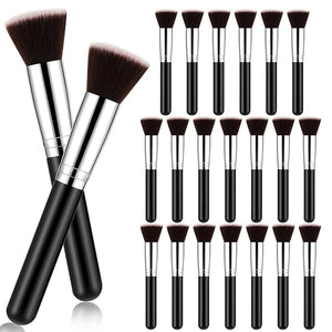 Baderke 20 Pcs Flat Top Foundation Brush Kabuki Cosmetics Synthetic Dense Face Blush Makeup Brush for Liquid Cream Powder Blending Buffing Stippling Face Makeup Tools