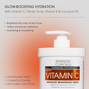 Advanced Clinicals Vitamin C Cream Visibly Brightening Body Lotion | Vitamin C Moisturizer Skin Care Body Cream For Women &amp Men Helps Visibly Improve Look Of Dark Spots &amp Uneven Skin Tone 2-P