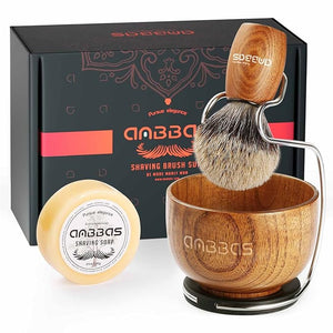 Anbbas Badger Hair Shaving Brush with Wood HandleLarge Soap BowlStainless Steel Shaving Stand and 3.5 oz Natural Shaving Soap Puck Refill for Men