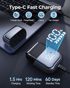 Foil Shavers for Men, Mini Electric Razors for Close Shaving Face with High Speed 3 Floating Blade Heads, USB C Fast Rechargeable Foil Shaver IPX7 Waterproof Wet Dry Travel Locked/Led Display