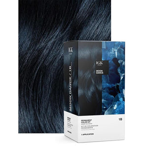 IGK Permanent Hair Dye Color Kit | 1B Moon Dance - Darkest Blue Black | 100% Gray Color Coverage + Strengthen + Shine | Ammonia Free