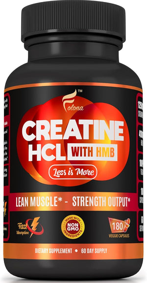 Creatine HCL Capsules with HMB - Workout Supplement for Men &amp Women Muscle Builder Endurance Strength Superior to Monohydrate: Instantized for Max Absorption No Load No Bloat 180 Vegan Caps