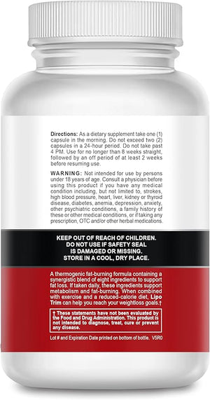 Lipo Trim- Advanced Lipogenic Thermogenic Diet Pills ? Boost Energy Enhance Focus and Accelerate Fat Loss- 60 Fast Acting Appetite Suppressant Capsules