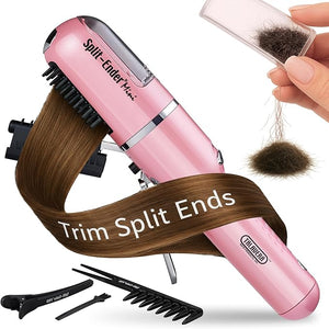Split Ender Mini ? Original Cordless Split End Hair Trimmer for Dry Damaged Brittle Curly Frizzy or Straight Hair ? Battery Operated Home Styling Tool for Split Ends (Battery-Powered Light Pink)
