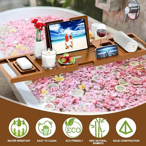 Premium Bathtub Tray Caddy - Bath Table Tray for Bathtub - Bath Tub Tray Table for Bathtub Expandable Size Fits Most Bath Tubs