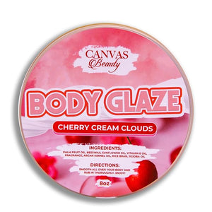Canvas Beauty Body Glaze Cherry Cream Clouds - Moisturizing Non-Greasy Body Butter for Women With Beeswax Jojoba Oil and Rice Bran for Soft and Glossy Skin