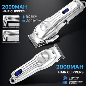 DSP 4-in-1 Pro Barber Kit: Cordless Hair Clipper, Trimmer, Shaver &amp; Nose Hair Remover - Styling &amp; Grooming Set with Scissors, Fade Tools, LED Display