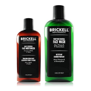 Brickell Men's Daily Essential Face Care Routine II Purifying Charcoal Face Wash and Daily Essential Face Moisturizer Natural and Organic Men's Skin Care Gift Set Scented