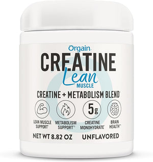 Orgain Micronized Creatine Monohydrate Lean Muscle Powder with Metabolism Blend Unflavored 50 Servings Supports Muscle Strength and Brain Health No Dairy or Soy Gluten Free Vegan