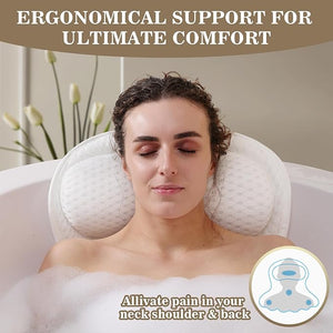 Bath Pillow Luxury Bathtub Pillow Extra Soft &amp Comfortable Bath Pillows for Tub Head Neck and Back Support with 4D Air Mesh Cushions &amp Non-Slip Suction Cups - Bath Accessories Spa Gifts for