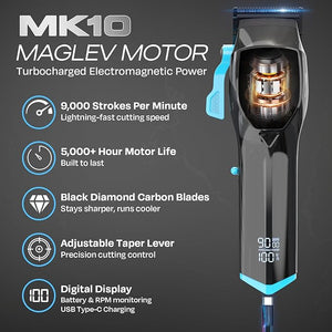 HUMMINGBIRD MK10 Pro Series Hair Clippers ? 9000 RPM Brushless Motor DLC Blade Cordless USB-C Rechargeable Super Torque Professional Barber Clippers Haircut Kit Includes Barber Cape &amp Comb